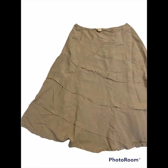 Sandro Patchwork Linen Blend Tan Skirt Sz 14 - Picture 1 of 6